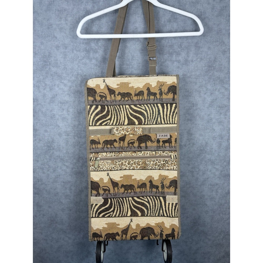 Jade African Safari Rolling Tote Bag Foldable Luggage Carry On Zebra Print